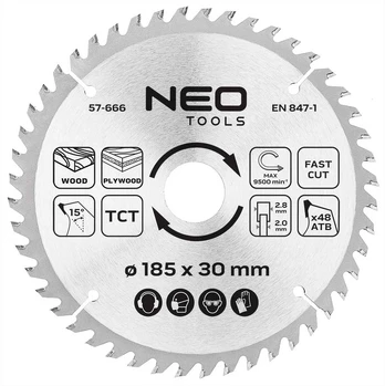 Neo Tools Diskinio pjovimo diskas, Widia, 185 x 30 mm, 48 dantukai