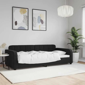 Lova Sofa, juodos spalvos, 90x190cm, aksomas