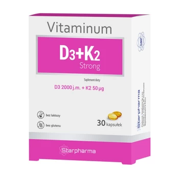 Starpharma vitaminas D3 + K2 strong, 30 kapsulių