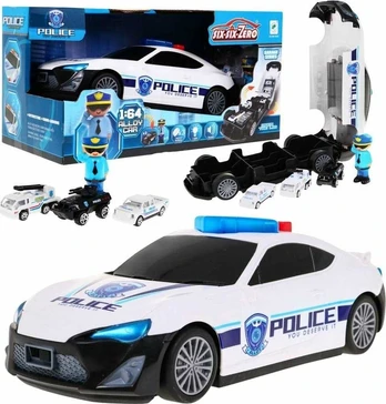 Sulankstomas metalinis policijos automobilis