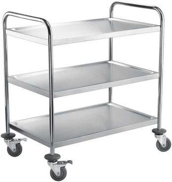 Waiters trolley, three-shelf, screw-mounted