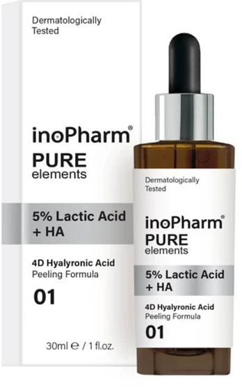 INOPHARM Pure Elements 5% pieno rūgštis + HA veido pilingas 30 ml