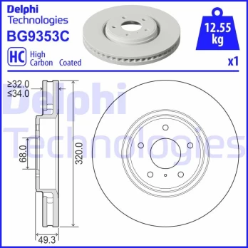 DELPHI BG9353C Brake Disc