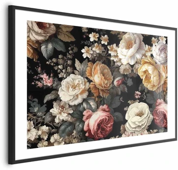 Artgeist Plakatas - Colorful Flowers on a Juodas Background