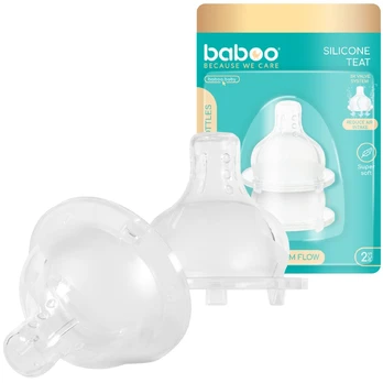 Antikolinis silikoninis žindukas 3+ mėn BABOO, 2 vnt.