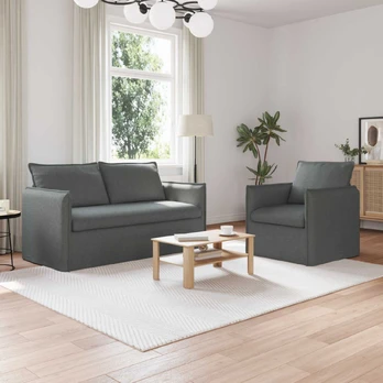 Sofa 2 pcs Tamsiai pilka 196 x 82 x 85 cm audinys