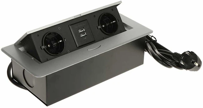 BALDŲ MAITINIMO JUOSTA FPS-2S2U/CABLE (2 LIZDAI + 2 USB)