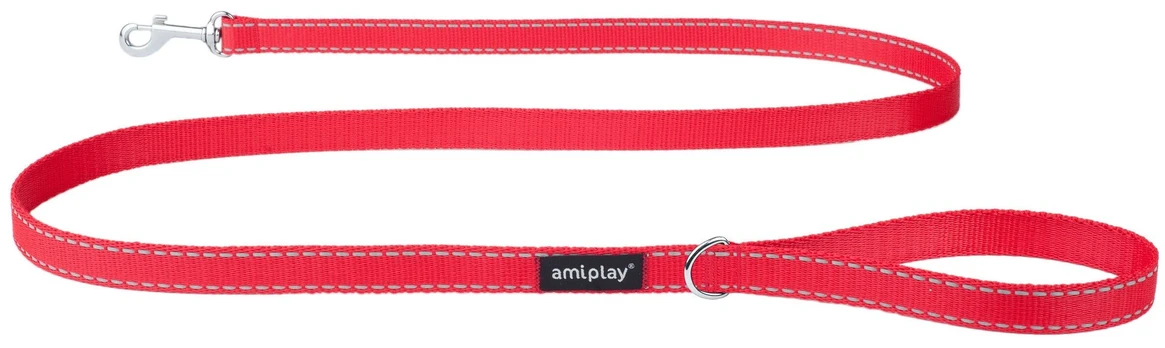 Pavadėlis Amiplay Reflective, raudonas, 1.5m x 2.5cm