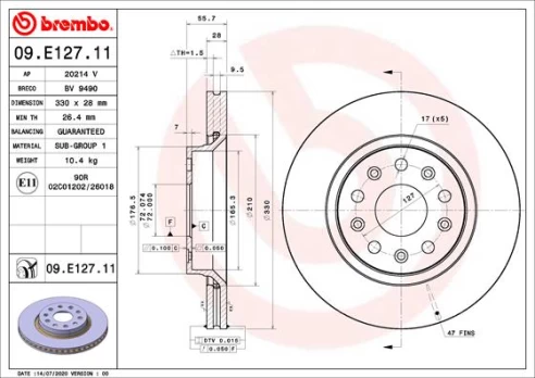 BREMBO 09.E127.11 Brake Disc