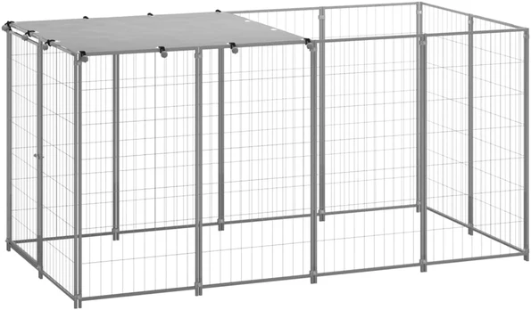 Voljeras šunims, sidabrinės spalvos, 2,42 m², plienas