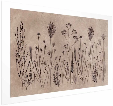 Artgeist Plakatas - Field Flowers - juodas plants on a lime wash background