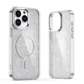 Dėklas Hurtel Glitter Case with MagSafe for Samsung Galaxy A36 5G - Baltas