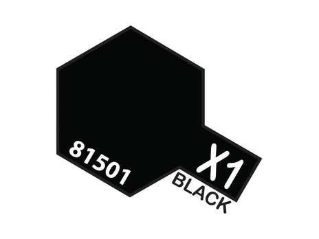 Tamiya X-1 Black akriliniai dažai 10 ml (blizgi juoda)