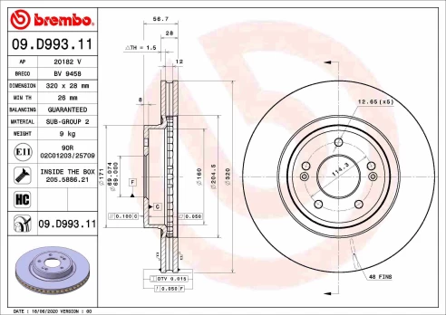 BREMBO 09.D993.11 Brake Disc