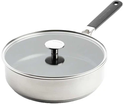 Kitchenaid - KA-Classic Stainless Steel Covered Skillet - Silver - 26 cm