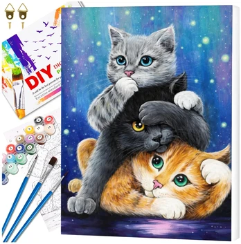 Tapyba pagal numerius su rėmu 40x50 cm „Urocze Kotki“ TP34