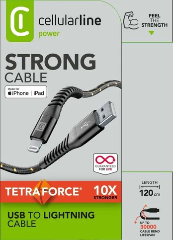 Cellular Line USB CABLE EXTREME APPLE Juodas
