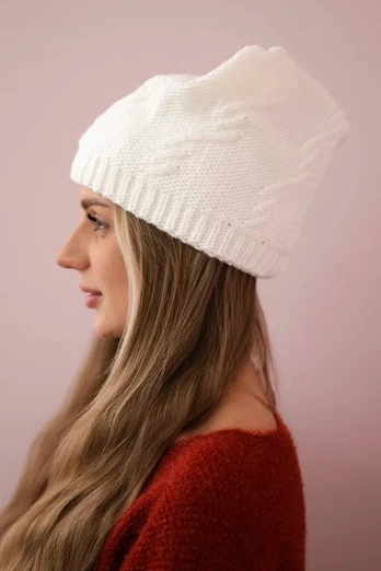 Moteriška žieminė kepurė Lorena, baltos spalvos
