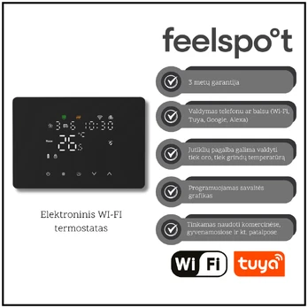 Feelspot WTH25.05RF Wi-Fi termoreguliatorius, juodas