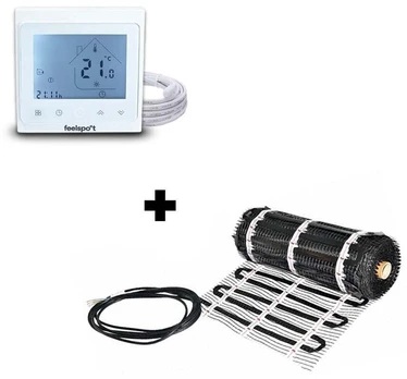 Šildymo kilimėlis Warmset Black + Programmable Thermostat WTH51.36 08-00484, 0.5 m x 6 m, 3 m², 450 W