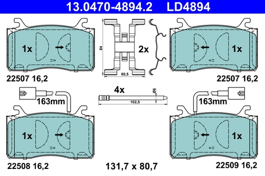 ATE 13.0470-4894.2 Brake pad set
