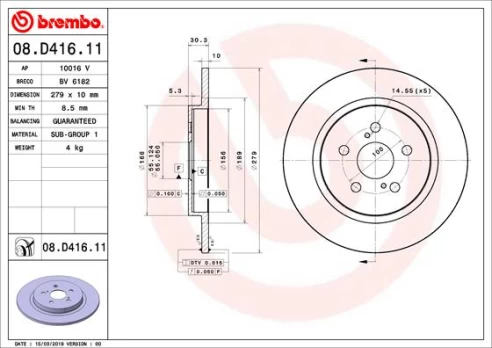 BREMBO 08.D416.11 Brake Disc