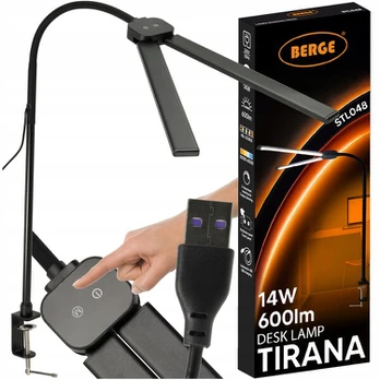 Led stalinė lempa su spaustuku, 14w, Cct, reguliuojama