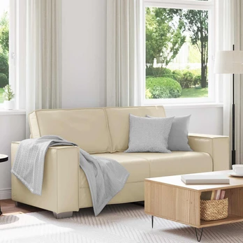 Dvivietė sofa Kreminė 140 cm Dirbtinė oda