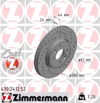 Stabdžių diskas ZIMMERMANN 470.2412.52