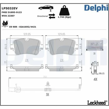 Stabdžių trinkelių rinkinys, diskinis stabdys DELPHI LP5032EV