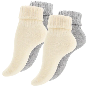 Vilnės kojinės moterims Vca Textil®, baltos/pilkos, 4 poros