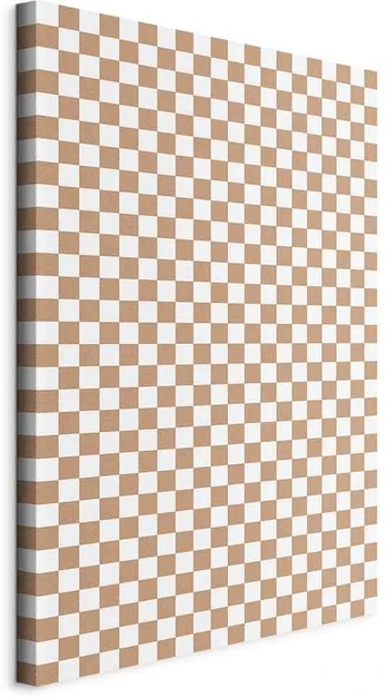 Artgeist Paveikslas - Checkerboard Pattern - Brown-Baltas Grid with a Subtle Noise
