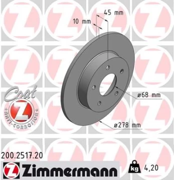 Stabdžių diskas ZIMMERMANN 200.2517.20