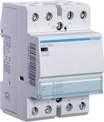 Hager modulinis kontaktorius 40A 4NO 0R 24V AC (ESD440)