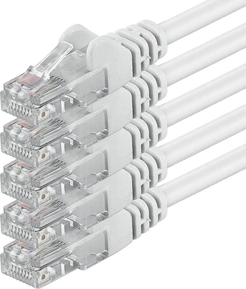 Šakotuvas 5x 2m Cat 6 Ethernet kabelis, baltas