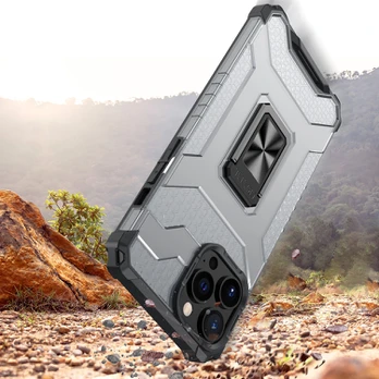 Dėklas Crystal Ring Case Kickstand Tough Rugged iPhone 12 Pro Mėlynas