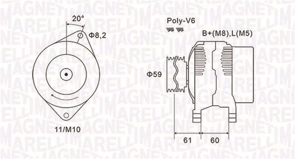 Kintamosios srovės generatorius MAGNETI MARELLI 063731643010