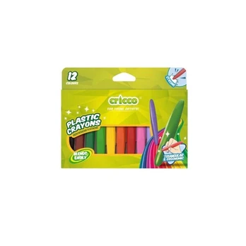 Plastikinės vaškinės kreidelės 12 spalvų - Cricco