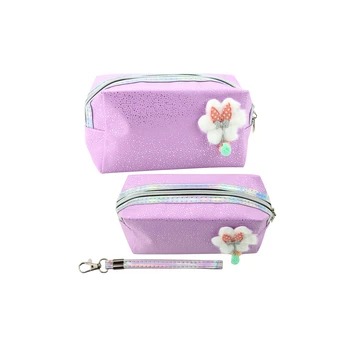 Lean Pieštukas Case Kosmetinis krepšelis Bow Shimmering Particles Violetinė