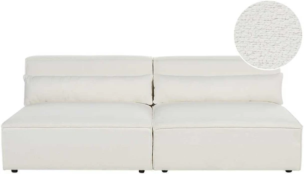 Beliani Dvivietė modulinė sofa HELLNAR, buklė, lūžusi balta