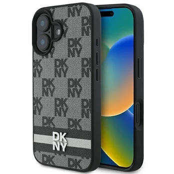 DKNY DKHCP16SPCPTSSK iPhone 16 6.1" 6.1" juoda/juodas hardcase Checkered Pattern & Printed Stripes