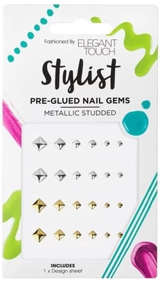 Lipdukas nagams Elegant Touch Metallic Studded Pre - Glued Gems