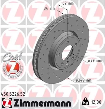 Stabdžių diskas ZIMMERMANN 450.5226.52