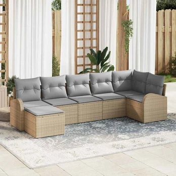 Sodo sofos komplektas 7 dalių Smėlio Ratanas Sodo sofa