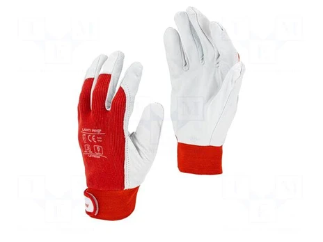 Protective gloves | Size: 10 | red | natural leather | tag