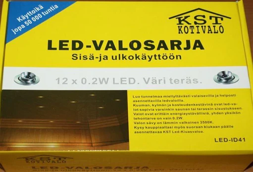 LED apšvietimas saunai 12x0.2W, šiltai baltas