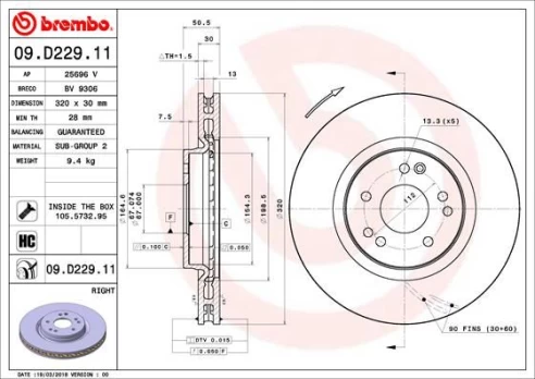 Stabdžių diskas BREMBO 09.D229.11