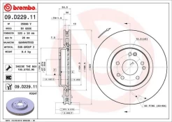 Stabdžių diskas BREMBO 09.D229.11 kaina