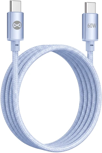 Telforceone Forever Vibe cable USB-C - USB-C 1,0 m 60W sky mėlynas