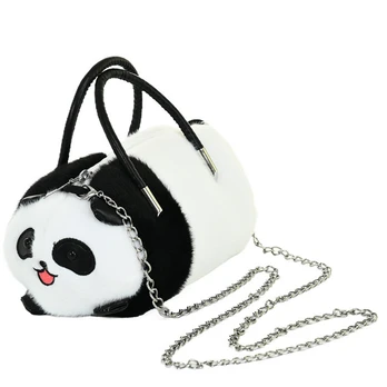 Pliušinis žaislas, krepšys panda Lean Toys, baltas/juodas, 10 cm